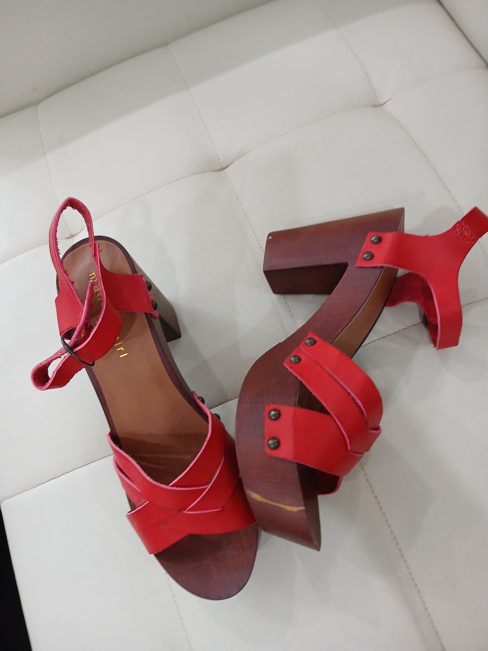 Madden Girl Red Platform Block Heel Sandals